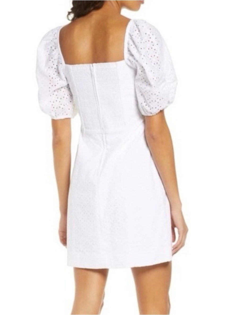 Lilly Pulitzer Daniela Crisp White Eyelet Puff Sleeve Mini Dress EUC Size 8 - Picture 4 of 17